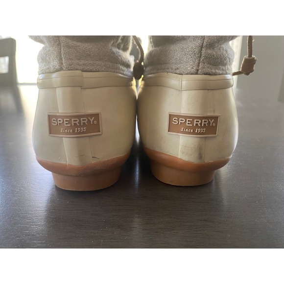 Sperry Women's Size 8 Waterproof Rubber Boots Thinsulate Cream Tan Size Zip - Picture 6 of 10